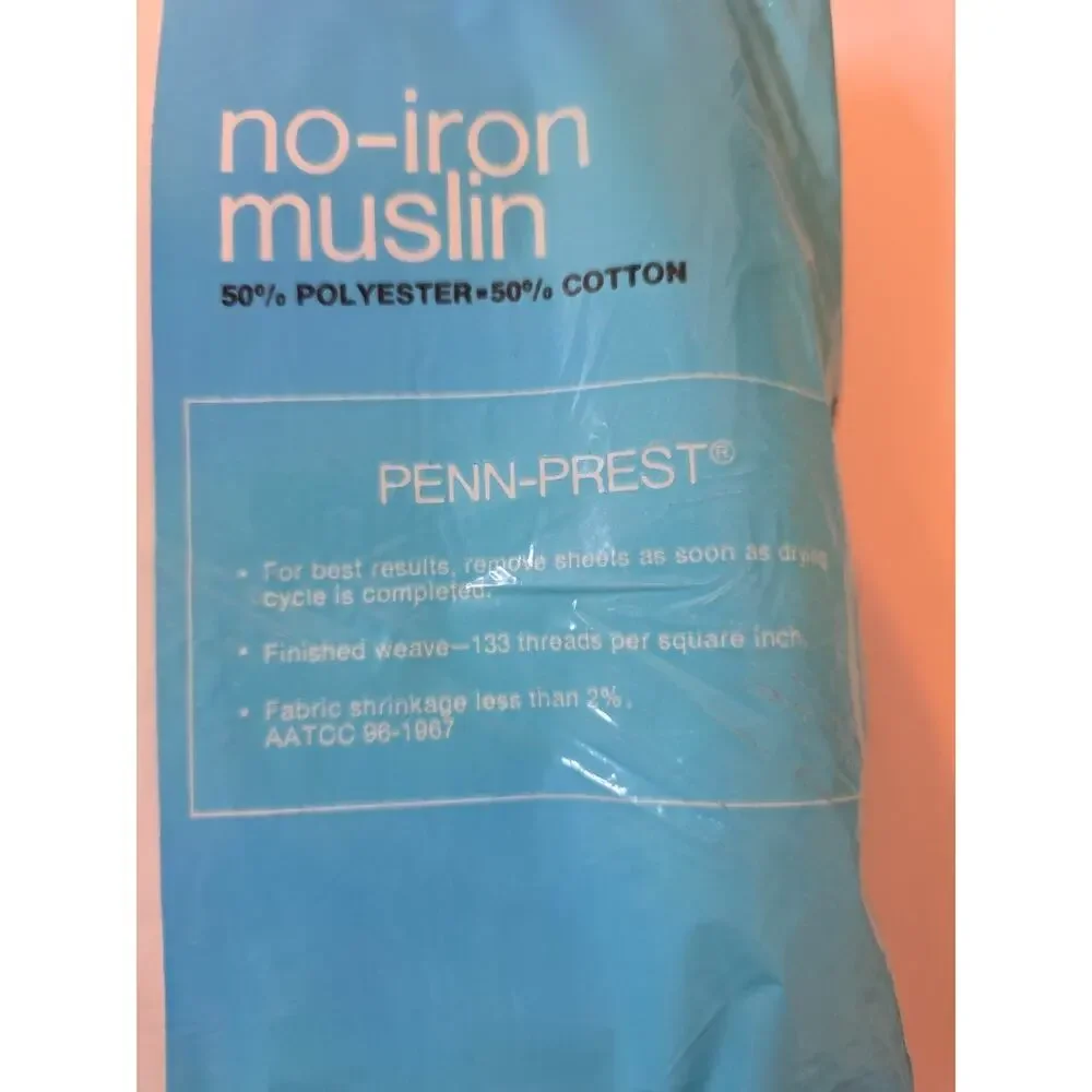2x Vintage No Iron Muslin Fitted Sheet Double Bed White JCPenney Poly Cotton NEW